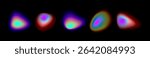 Vibrant gradient circle set with soft aura effects on dark bg - colorful glowing orbs in pink, blue, purple, red and green hues for modern digital design, web interface or abstract art projects.