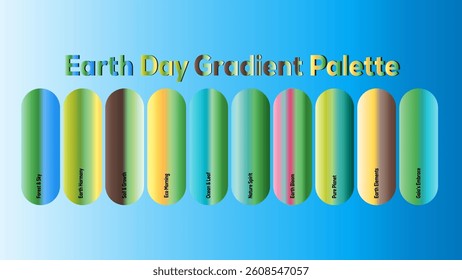 Vibrant gradient color palette inspired by nature. Perfect for Earth Day themes, eco-friendly designs, and spring projects.