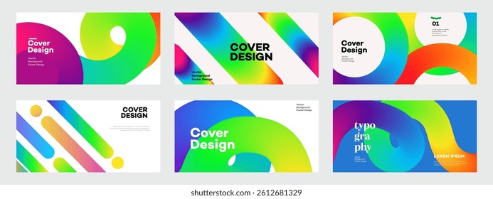 Vibrant Gradient Cover Designs Abstract Shapes, Typography, Backgrounds