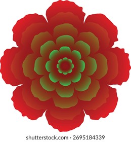 Vibrant Gradient Flower Design – Red and Green Abstract Floral Art Pattern
