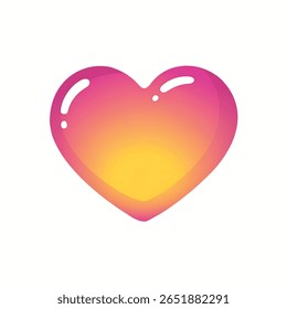Een levendige gradiënt hart illustratie met een glanzende, glanzende afwerking, perfect voor Valentijnsdag ontwerpen. 