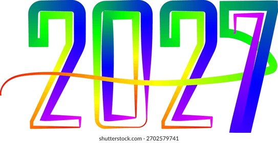 Vibrant gradient illustration of the year 2027 with flowing lines