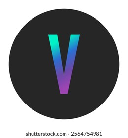 A vibrant gradient letter V placed within a black circular background, designed to stand out in contemporary branding or promotional materials.