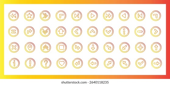 Vibrant Gradient Line Art User Interface Icons for Modern Mobile and Web Applications
