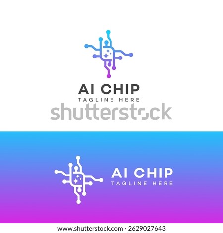 A vibrant gradient logo showcases an AI chip with sparkling accents. It represents cuttingedge technology and artificial intelligence. Clean and modern design.