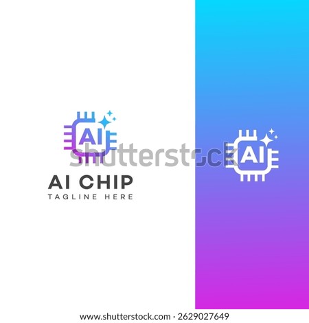A vibrant gradient logo showcases an AI chip with sparkling accents. It represents cuttingedge technology and artificial intelligence. Clean and modern design.