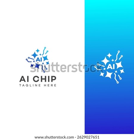 A vibrant gradient logo showcases an AI chip with sparkling accents. It represents cuttingedge technology and artificial intelligence. Clean and modern design.