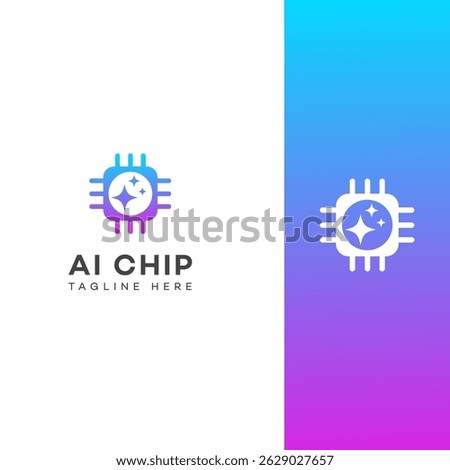 A vibrant gradient logo showcases an AI chip with sparkling accents. It represents cuttingedge technology and artificial intelligence. Clean and modern design.