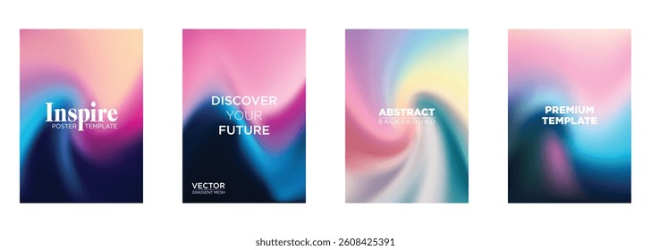 Vibrant Gradient Mesh Poster Templates Abstract Background Designs