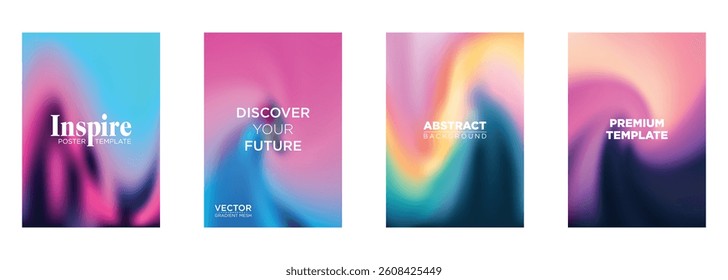 Vibrant Gradient Mesh Poster Templates Abstract Backgrounds for Design
