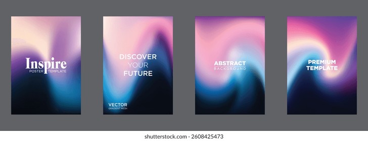 Vibrant Gradient Mesh Poster Templates Abstract Background Designs