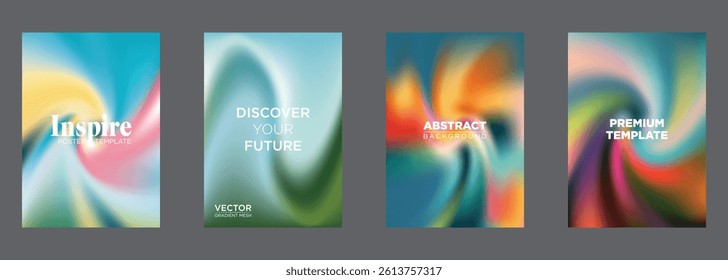 Vibrant Gradient Mesh Poster Templates Inspire, Future, Abstract Backgrounds