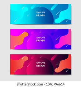 Vibrant gradient and modern futuristic background template for headline and header banner in blue, orange, purple, red color with space planet concept. Suitable for social media, web, blog, website.