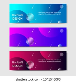 Vibrant gradient and modern futuristic background template for headline and header banner in blue, purple, red color with space and planet concept. Suitable for social media, web, blog, website.