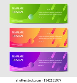 Vibrant gradient and modern futuristic background template for headline and header banner in green, purple, orange color with space and planet concept. Suitable for social media, web, blog, website.