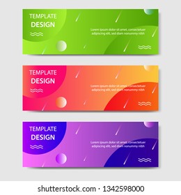 Vibrant gradient and modern futuristic background template for headline and header banner in green, purple, orange color with space and planet concept. Suitable for social media, web, blog, website.