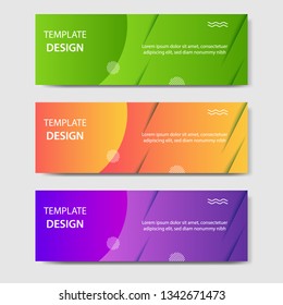 Vibrant gradient and modern futuristic background template for headline and header banner in green, purple, orange color with space and planet concept. Suitable for social media, web, blog, website.