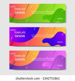 Vibrant gradient and modern futuristic background template for headline and header banner in green, purple, orange color with space and planet concept. Suitable for social media, web, blog, website.