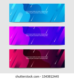 Vibrant gradient and modern futuristic background template for headline and header banner in blue, purple, red color with space and planet concept. Suitable for social media, web, blog, website.