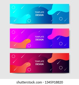 Vibrant gradient and modern futuristic background template for headline and header banner in blue, orange, purple, red color with space planet concept. Suitable for social media, web, blog, website.