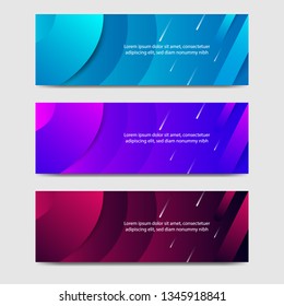 Vibrant gradient and modern futuristic background template for headline and header business banner in blue, purple, red color. Space and planet concept. Suitable for social media, web, blog, website.