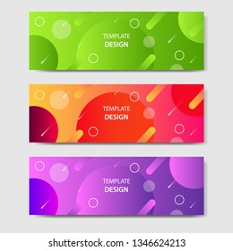 Vibrant gradient and modern futuristic background template for headline and header banner in green, purple, orange color with space and planet concept. Suitable for social media, web, blog, website.