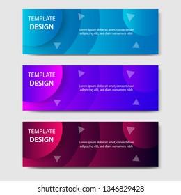 Vibrant gradient and modern futuristic background template for headline and header banner in blue, purple, red color with space and planet concept. Suitable for social media, web, blog, website.