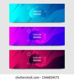 Vibrant gradient and modern futuristic background template for headline and header business banner in blue, purple, red color. Space and planet concept. Suitable for social media, web, blog, website.