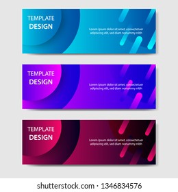 Vibrant gradient and modern futuristic background template for headline and header banner in blue, purple, red color with space and planet concept. Suitable for social media, web, blog, website.