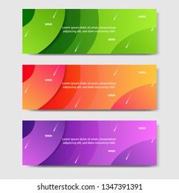 Vibrant gradient and modern futuristic background template for headline and header banner in green, purple, orange color with space and planet concept. Suitable for social media, web, blog, website.