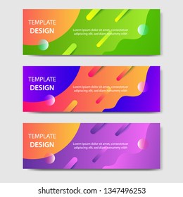 Vibrant gradient and modern futuristic background template for headline and header banner in green, purple, orange color with space and planet concept. Suitable for social media, web, blog, website.