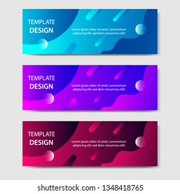 Vibrant gradient and modern futuristic background template for headline and header banner in blue, purple, red color with space and planet concept. Suitable for social media, web, blog, website.