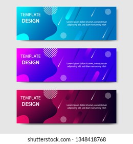 Vibrant gradient and modern futuristic background template for headline and header business banner in blue, purple, red color. Space and planet concept. Suitable for social media, web, blog, website.