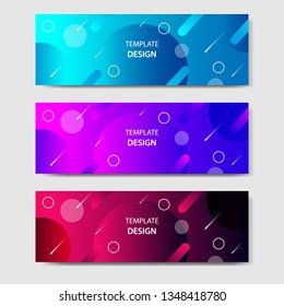 Vibrant gradient and modern futuristic background template for headline and header banner in blue, purple, red color with space and planet concept. Suitable for social media, web, blog, website.