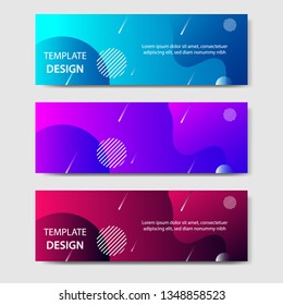 Vibrant gradient and modern futuristic background template for headline and header business banner in blue, purple, red color. Space and planet concept. Suitable for social media, web, blog, website.