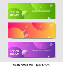 Vibrant gradient and modern futuristic background template for headline and header banner in green, purple, orange color with space and planet concept. Suitable for social media, web, blog, website.