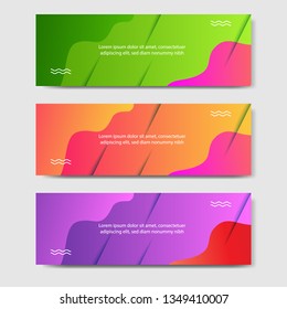 Vibrant gradient and modern futuristic background template for headline and header banner in green, purple, orange color with space and planet concept. Suitable for social media, web, blog, website.