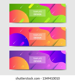 Vibrant gradient and modern futuristic background template for headline and header banner in green, purple, orange color with space and planet concept. Suitable for social media, web, blog, website.