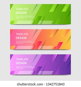 Vibrant gradient and modern futuristic geometric shape background template for headline and header banner in orange, purple, green color. Suitable for social media, web, blog, website. 