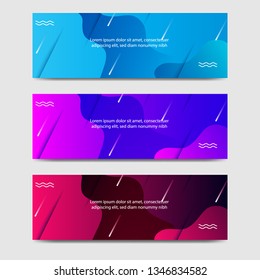 Vibrant gradient and modern futuristic liquid dynamic shape background template for headline and header banner in blue, violet, purple, red color. Suitable for social media, web, blog, website. 