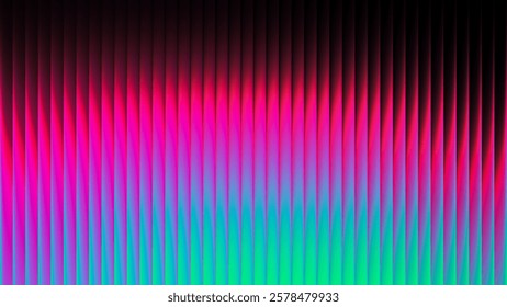 Vibrant gradient pattern with vertical glowing neon lines blending smooth and radiant colors. Minimalistic and futuristic abstract background perfect for creative digital designs. Vector illustration