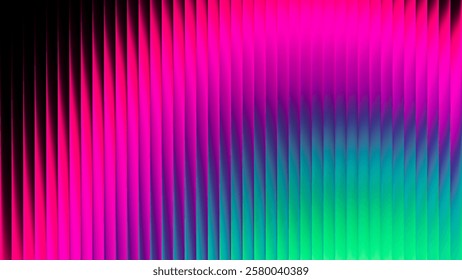 Vibrant gradient pattern with vertical glowing neon lines blending smooth and radiant colors. Minimalistic and futuristic abstract background perfect for creative digital designs. Vector illustration