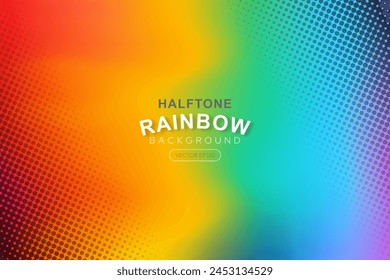 Vibrant gradient rainbow pride month background halftone dot style, vector design for LGBTQ+ celebration