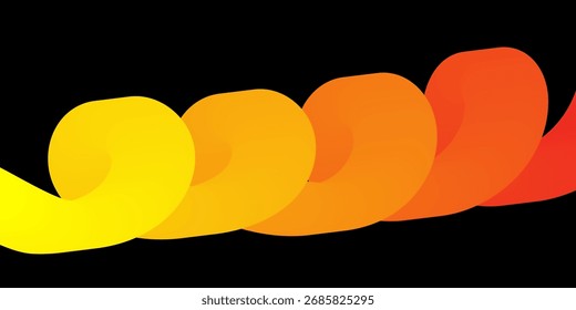 Arte Abstrata De Fita De Gradiente Vibrante Com Ondas Amarelas A Vermelhas Quentes Sobre Fundo Preto