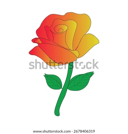 A vibrant gradient rose illustration, isolated on a white background. Perfect for adding a touch of beauty and romance to any design project or creative endeavor.