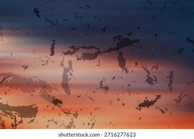 Un cielo degradado vibrante con una superposición de grunge afligido crea un Vector artístico de fondo abstracto EPS