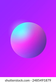 Vibrant Gradient Sphere on Purple Background. The sphere showcases a smooth blend of turquoise, pink, and purple hues. Ideal for digital design, web graphic, apps, and other creative endeavors