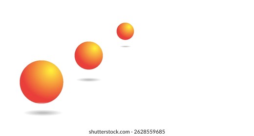 Vibrant gradient spheres with shadows on a white background, showing depth and perspective in a minimal design concept.