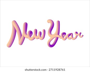 Letras tubulares vibrantes del guion del gradiente para el año Nuevo feliz