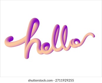 Vibrant Gradient Tubular Script Lettering of the Word Hello